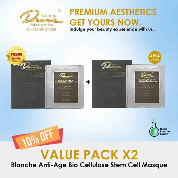 Blanche Anti-Age Bio Cellulose Stem Cell Masque, 3PCS/Box value pack