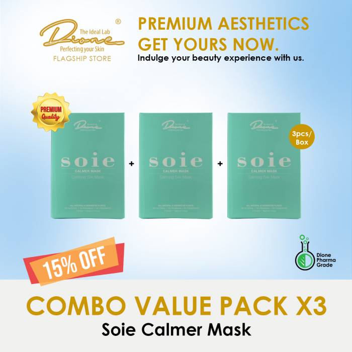 SOIE Calmer Face Silk Mask, 3PCS/Box Combo value pack