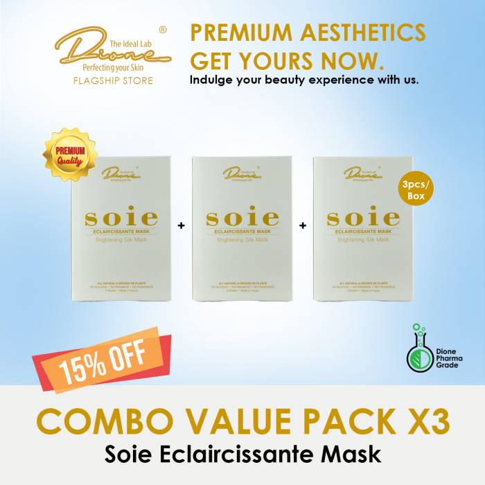 SOIE Eclaircissante Mask, 3PCS/Box Combo value pack
