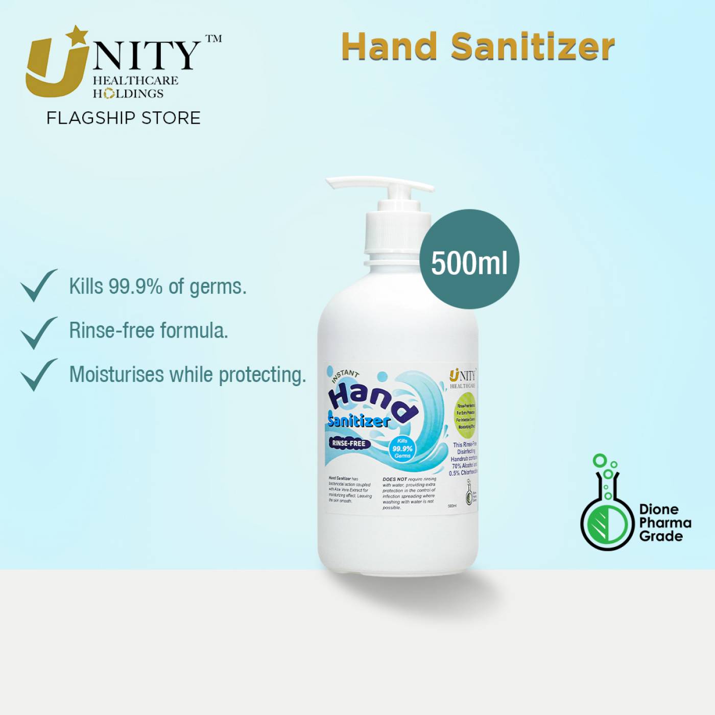 Unity Sanitiser Unity Healthcare Hand Sanitizer, 50ml, 500ml, 1L